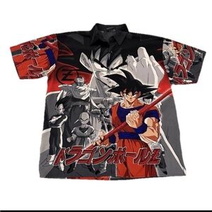 VTG Dragon Ball Z Anime Graphic Men's Shirt AOP Black and Red Men’s Oversized XL